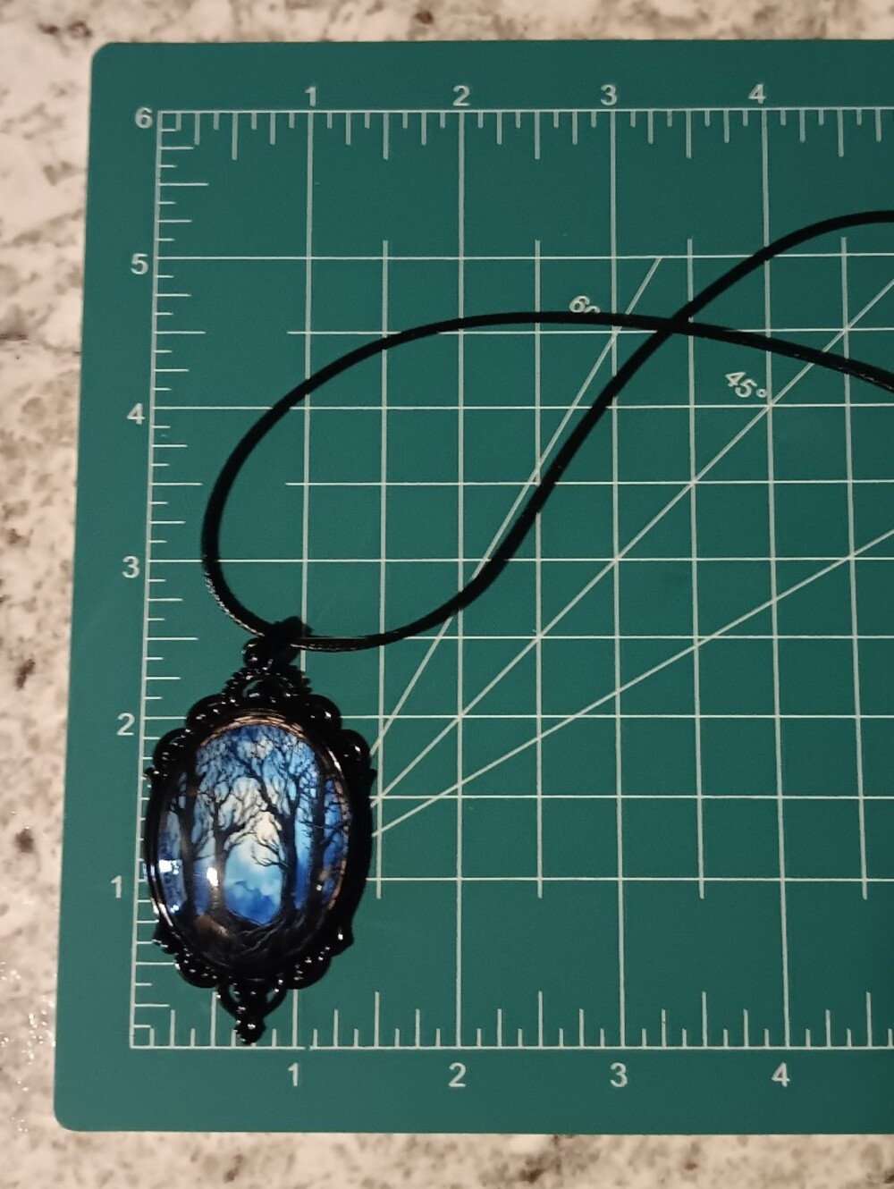 Enchanted Haunted Forest Blue Fantasy Pendant Necklace, Gothic Witchy Fairycore - Picture 7 of 9